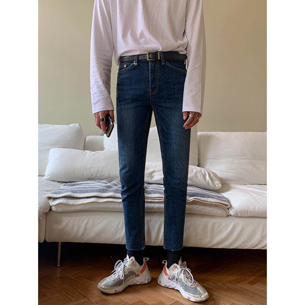 Mrcyc九分牛仔裤男士秋季宽松直筒休闲裤修身小腿裤韩式九分裤