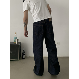 INKNOTS复古巴黎扣直筒单宁原色牛仔裤男女潮牌cleanfit宽松长裤