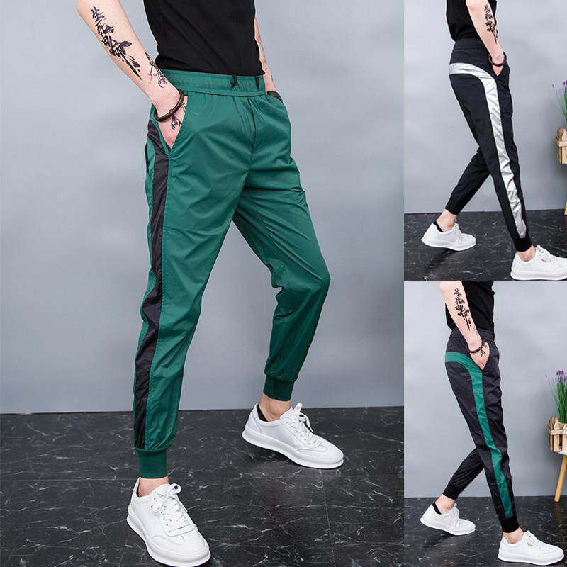 网红裤子男潮运动裤夏薄款速干休闲 九分裤精神小伙 伙百搭修身烟