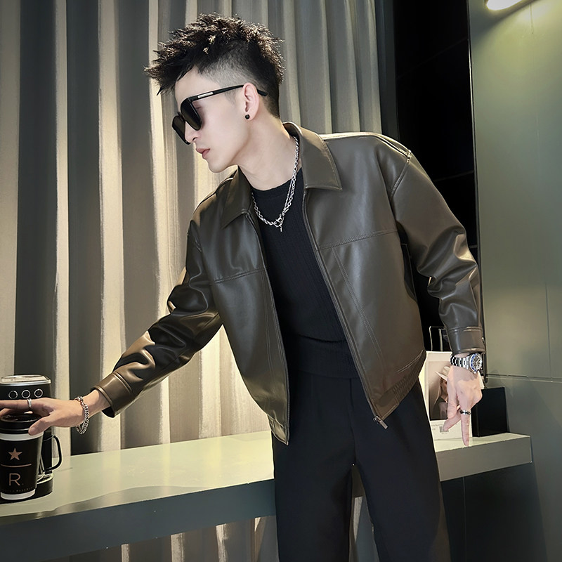 痞帅炸街皮衣男款潮流夹克短款上衣2025新款春秋装高级感潮牌外套