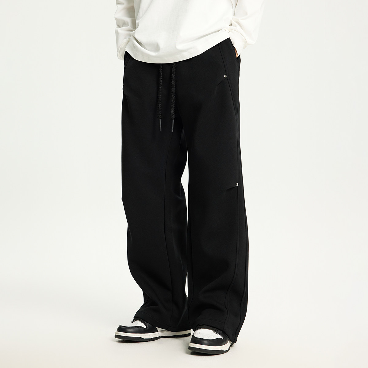 PKL 夏季休闲裤男卫裤宽松直筒大码运动裤美式潮牌阔腿拼接长裤子