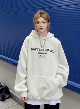 AHCN（志存高远）美式复古420g字母印花连帽卫衣休闲百搭宽松男女