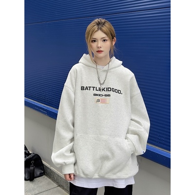 AHCN（志存高远）美式复古420g字母印花连帽卫衣休闲百搭宽松男女