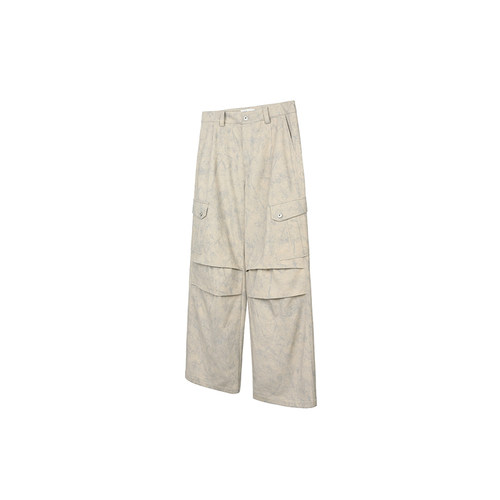 OkayThxBye 大理石暗纹口袋直筒阔腿工装Cargo伞兵裤休闲宽松长裤