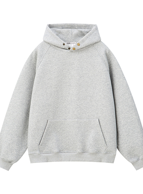 重磅440g卫衣男连帽宽松潮牌美式高街灰色帽衫秋冬款纯色情侣外套