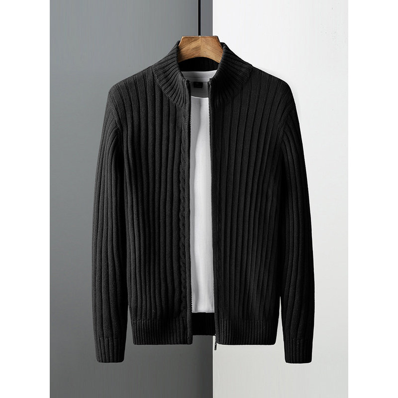 纯棉开衫毛衣男士春秋季2025新款拉链针织衫外套男加绒加厚外穿冬