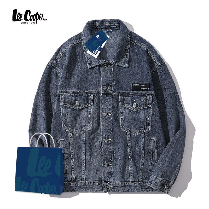Lee Cooper官方潮牌春秋牛仔夹克男女韩版潮流宽松工装外套男上衣