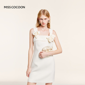 MISSCOCOON小香风立体玫瑰花背心裙miu系米白色连衣裙春款