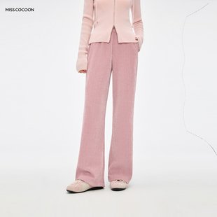 3色秋冬款 MISSCOCOON亮丝雪尼尔休闲直筒裤 松紧腰百搭通勤长裤