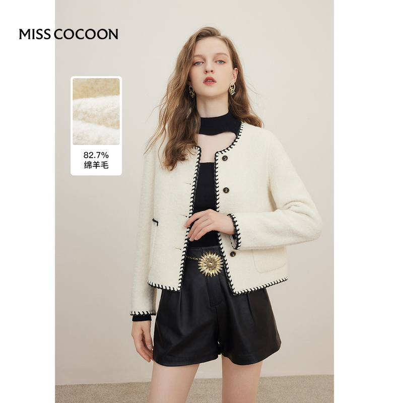 MISSCOCOON小香风羊毛圆领外套