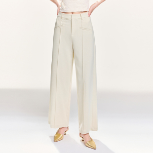 通勤3色秋款 垂顺休闲直筒裤 裤 MISSCOCOON显瘦中缝压褶羊毛西装