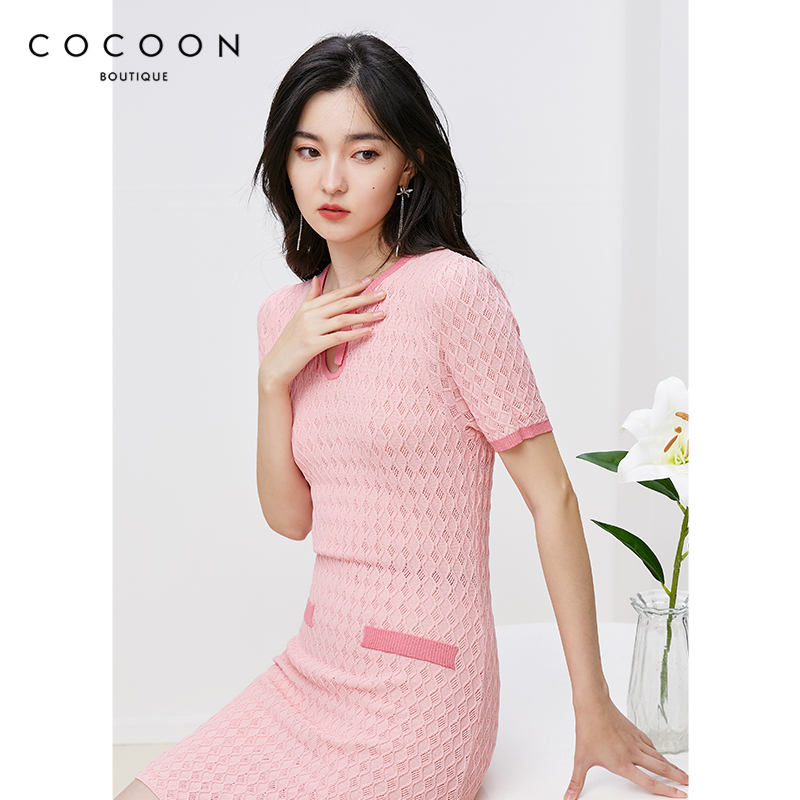 针织连衣裙菱形肌理COCOON