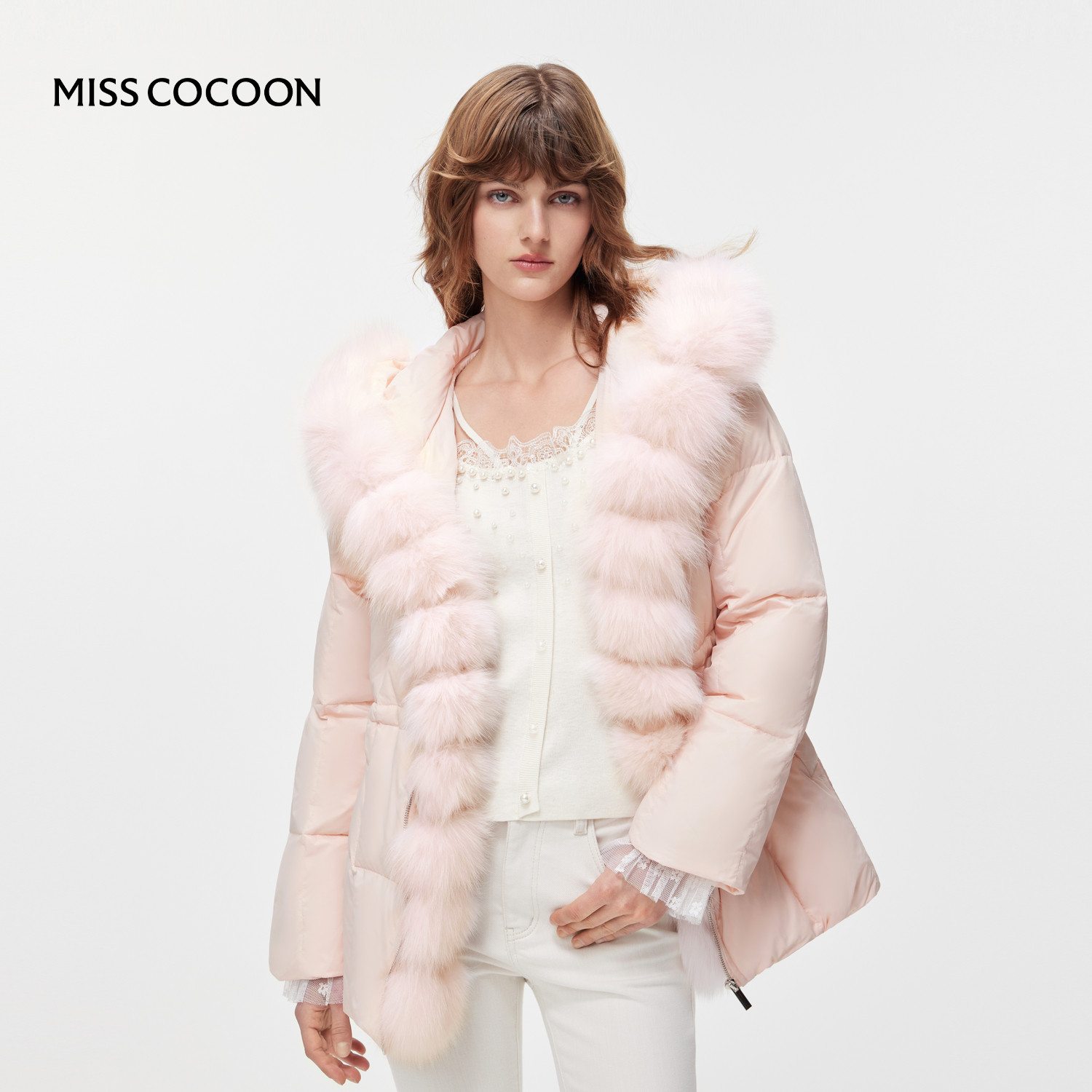 MISSCOCOON大毛领外套多巴胺短款保暖羽绒服25冬新款