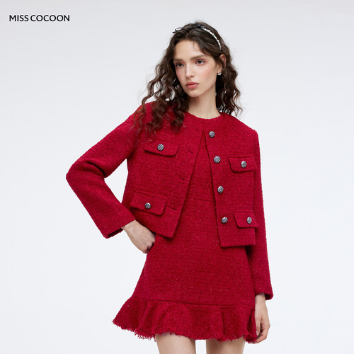 MISSCOCOON经典小香风套装拉毛