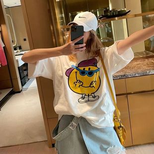 女装 白色正肩短袖 大码 纯棉韩版 设计感宽松休闲上衣 t恤女夏季 新款