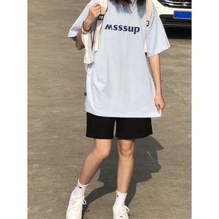 五分裤 黑色短裤 直筒bf风港味中裤 女夏季 宽松运动高腰显瘦2025新款
