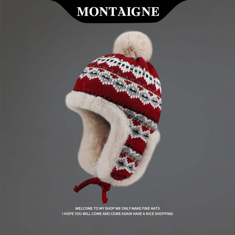 法国Montaigne/蒙田加厚显脸小毛线帽子2024冬骑行复古雷锋护耳帽,服饰配件/皮带/帽子/围巾,帽子,淘宝优惠券,粉丝福利购,淘宝优惠卷