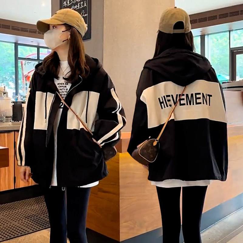 初秋爆款冲锋衣连帽外套女春秋2025新款小个子休闲 棒球服撞色上
