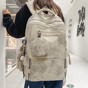 大容量书包女初中生高中学生休闲百搭双肩包男大学生简约背包潮包