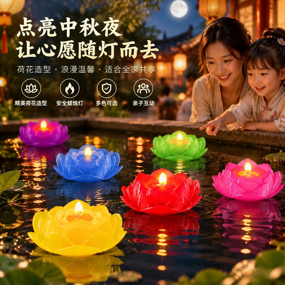 12小时七彩红色黄色紫色莲花河灯酥油长明灯供佛蜡烛还愿玫瑰花灯