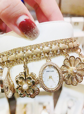 正品Anne Klein安妮克萊因手链式手表10-8096CHRM 黄金色AK女表