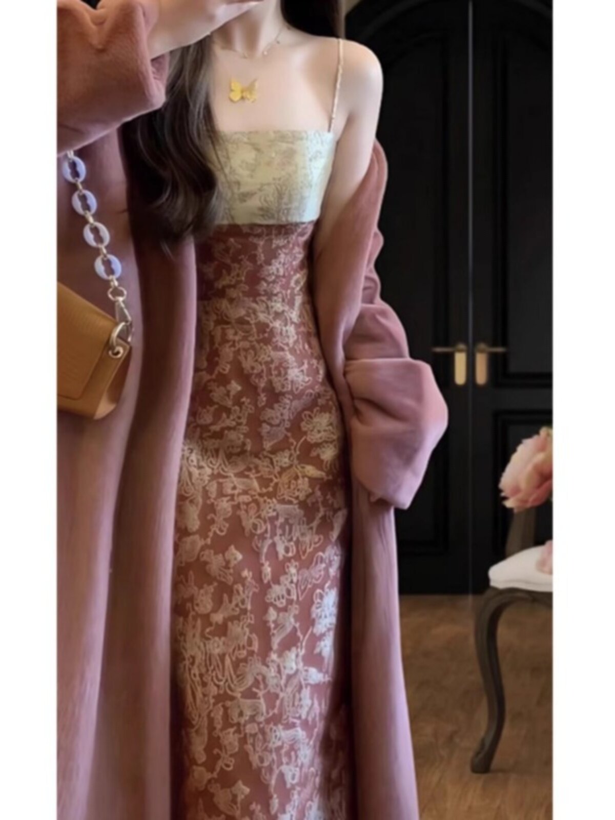 Chinese Style Dress Set: Retro Jacket & Suspender 2-Piece - Taobao product photo 3