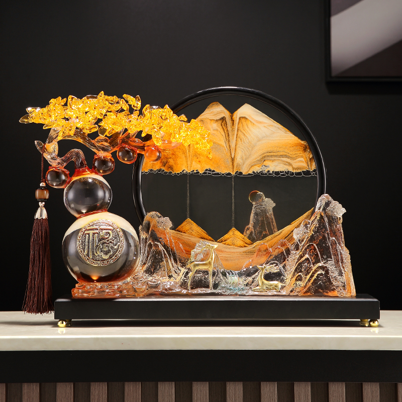 轻奢高档柿柿如意招财葫芦流沙画摆件客厅玄关装饰品乔迁新居礼品图片