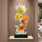 年年有余招财锦鲤鱼流沙画摆件客厅玄关酒柜电视柜装 饰品乔迁礼物