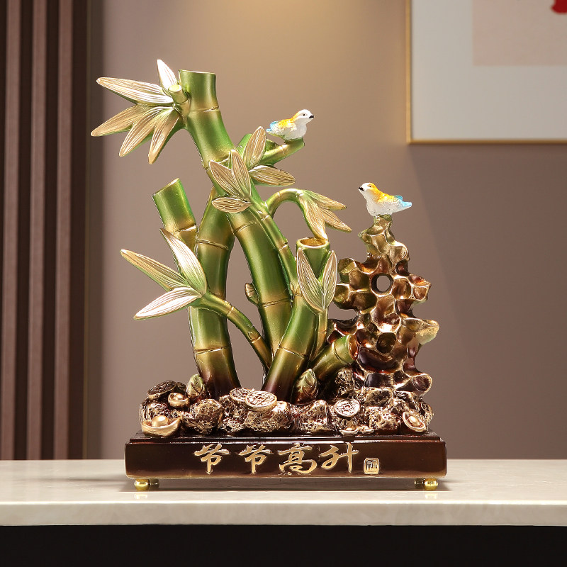新中式升职乔迁礼品节节高升竹报平安竹子摆件客厅玄关酒柜装饰品