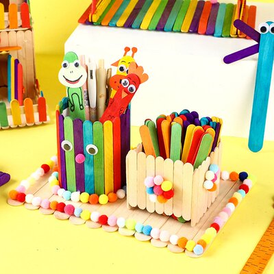 彩色雪糕棒diy小制作冰棒木棒木板片木条原色幼儿园diy手工材G68