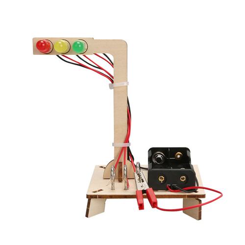 科技小制作红绿灯木质diy幼儿园学生手工玩具材料科学实验玩具E77