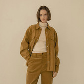 慵懒叠穿高档质感复古工装 今年流行灯芯绒衬衫 外套女2024春装 衬衣