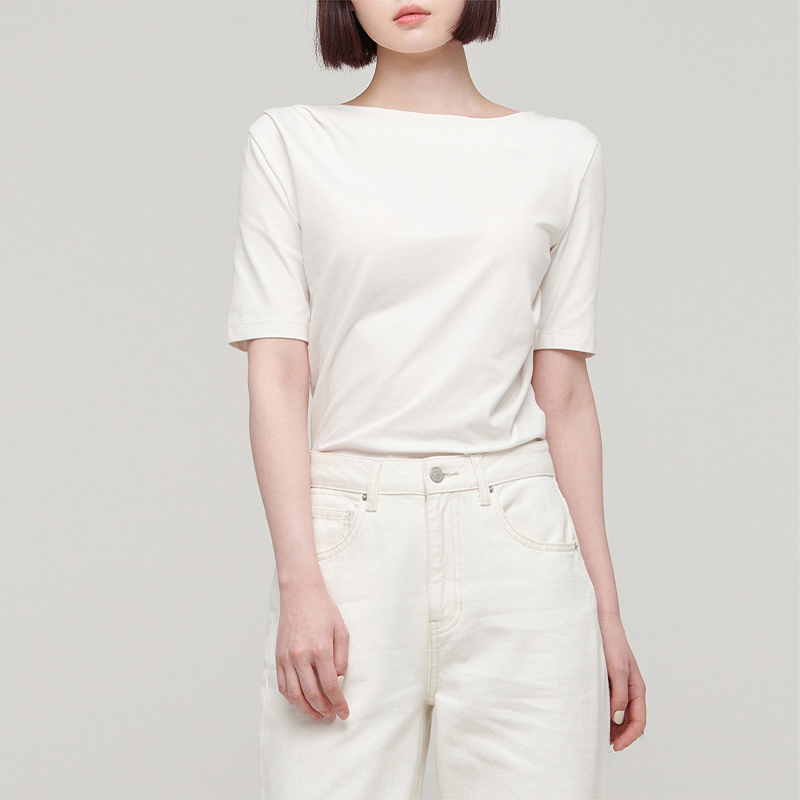 设计感百搭黑白色中袖五分薄款