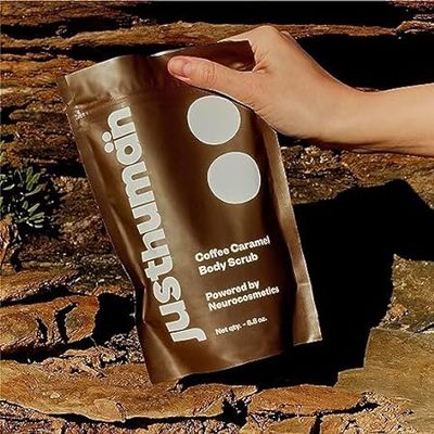 Justhuman Coffee Caramel Body Scrub | Deeply exfoliates，