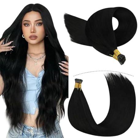 YoungSee Itip Human Hair Extensions Black I Tip Hair Exte