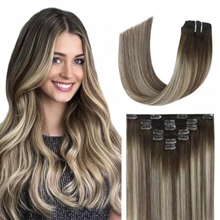 Remy Human Hair Clip in Extensions for Women Ombre Walnut