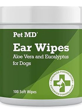 Pet MD - Dog Ear Cleaner Wipes - Otic Cleanser for Dogs t