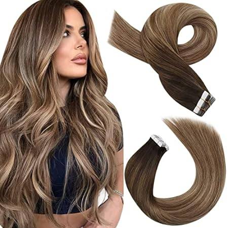 Moresoo Ombre Tape in Hair Extensions Human Hair Balayage