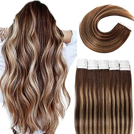 VINBAO Tape in Hair Extensions Human Hair Pu Blonde Hair