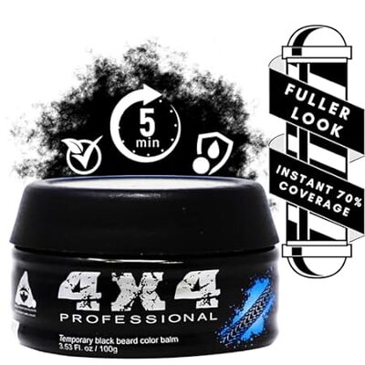 4 X 4 Professional Black Color Beard Balm Hair Coverage，