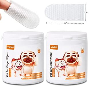 Dog Ear Finger Wipes， 100 Counts Ear Cleaner Wipes for Do