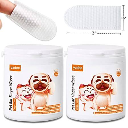 Dog Ear Finger Wipes， 100 Counts Ear Cleaner Wipes for Do