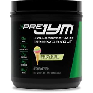 JYM Supplement Science Pre Jym Rainbow Sherbet, 30 Servin