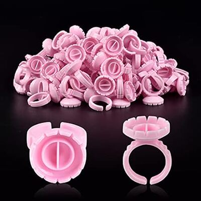NXJ INFILILA Glue Rings， 100PCS Glue Rings for Eyelash Ex
