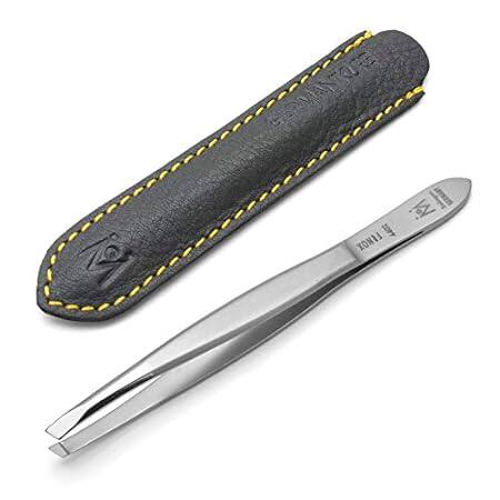 GERMANIKURE Slanted Tweezers in Leather Case - Made in So