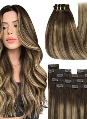 YoungSee Clip in Hair Extensions Balayage Brown Hair Exte