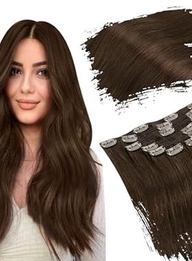 Ugeat Clip in Hair Extensions Brown Real Hair Extensions