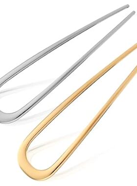 2pcs Metal French Hair Pins for Thick Hair， U-Shaped Stic