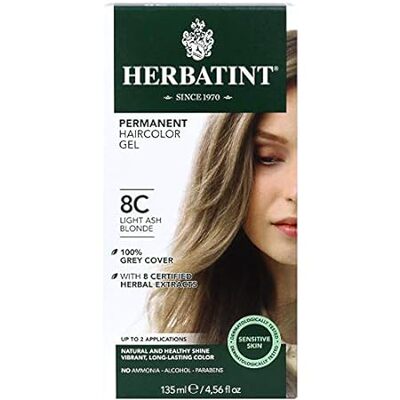 Herbatint Permanent Haircolor Gel， 8C Light Ash Blonde， A