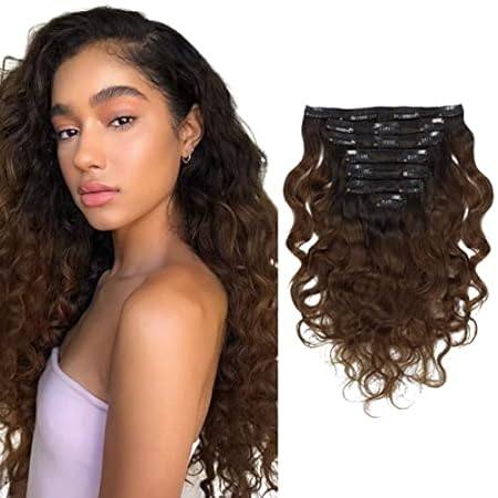 Caliee Wavy Curly Clip in Remy Human Hair Extensions Natu
